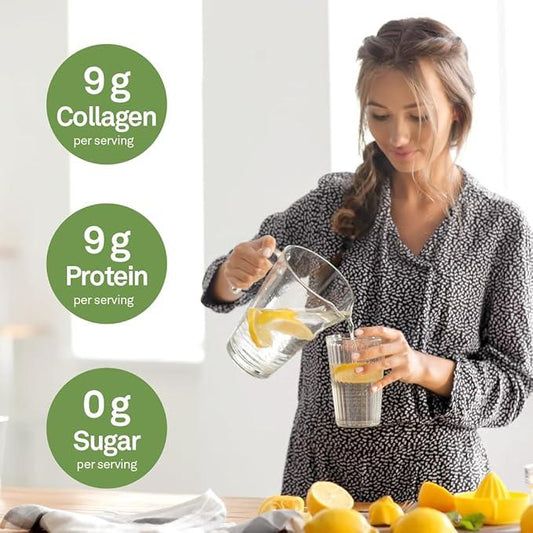 Organika Canadian-Made Enhanced Collagen Protein Powder- Lemon - For Healthy Hair, Skin, Nails, Joints - Hydrolyzed For Better Absorption – Grass-Fed, Non-GMO - 252g - Which Mark