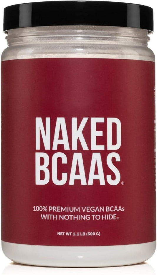 NAKED BCAAs Amino Acids Powder - 100 Servings - Vegan Unflavored Branched Chain Amino Acids 500 grams | 100% Pure 2:1:1 Formula - Instantized All Natural BCAA Powder Supplement to Boost Muscle Growth (Unflavored) - Which Mark