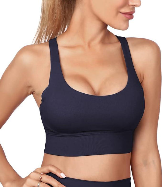 Grace Form Strappy Sports Bra for Women Padded Push Up Sports Bra Athletic Running Sports Bra Workout Bra Yoga Bra - Which Mark