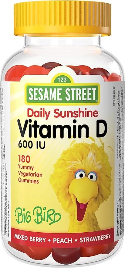 Sesame Street Daily Sunshine Vitamin D3 Kids Gummy by Webber Naturals, 180 Gummies, 600 IU of Vitamin D Per Gummy, For Children Age 3 and Up - Which Mark