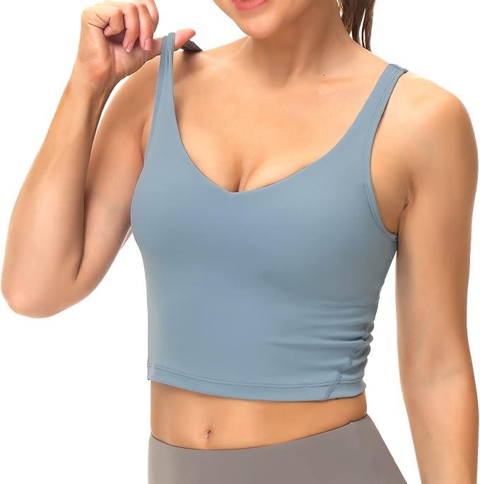Dragon Fit Sports Bra for Women Longline Padded Yoga Bra Medium Impact Crop Tank Tops for Workout Fitness Running - Which Mark