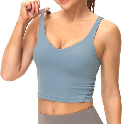Dragon Fit Sports Bra for Women Longline Padded Yoga Bra Medium Impact Crop Tank Tops for Workout Fitness Running - Which Mark