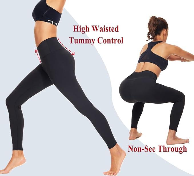 CTHH 4 Pack Leggings for Women-High Waisted Non See-Through Yoga Pants Tummy Control Workout Gym Tights - Which Mark