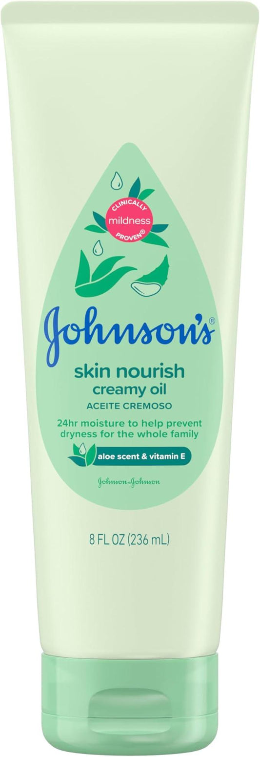 Johnson’s Baby Creamy Oil with Aloe Vera & Vitamin E, Moisturizing Body Lotion, Paraben Free, 236 mL - Which Mark