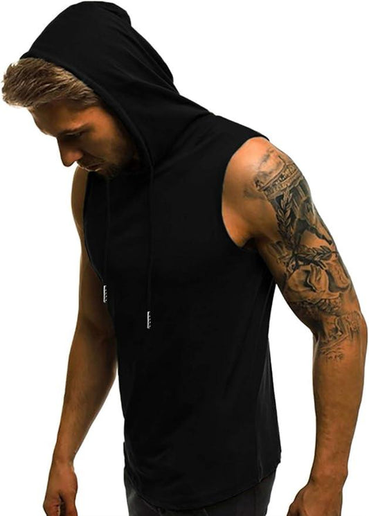 Babioboa Men's Workout Hooded Tank Tops Gym Sleeveless Hoodies Fitness Bodybuilding Muscle T-Shirts - Which Mark