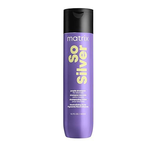 Matrix So Silver Purple Shampoo, Neutralizes Yellow Tones, Color Depositing and Toning, For Color Treated Hair Including Blonde, Grey, and Platinum - Which Mark