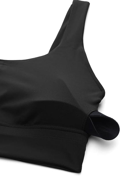 CRZ YOGA Butterluxe Womens U Back Sports Bra - Scoop Neck Padded Low Impact Yoga Clothes Workout Crop Top with Built in Pads - Which Mark
