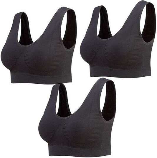 Lemef 3-Pack Seamless Sports Bra Wirefree Yoga Bra with Removable Pads for Women - Which Mark