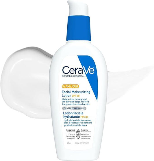 CeraVe Facial Moisturizer with SPF 30. Face Sunscreen Lotion with Hyaluronic Acid, Niacinamide & Ceramides for Women & Men. Oil-free, normal to dry skin. Verified Extended Use Date, Travel Size 89ML - Which Mark