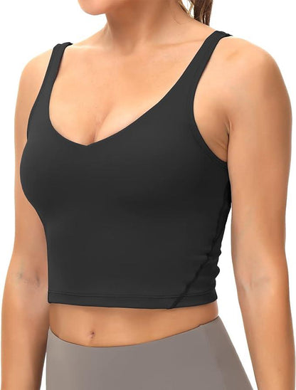 Dragon Fit Sports Bra for Women Longline Padded Yoga Bra Medium Impact Crop Tank Tops for Workout Fitness Running - Which Mark