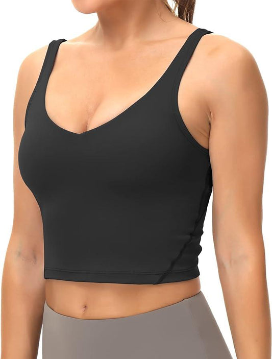 Dragon Fit Sports Bra for Women Longline Padded Yoga Bra Medium Impact Crop Tank Tops for Workout Fitness Running - Which Mark