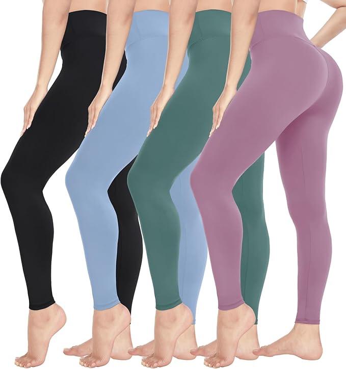 CTHH 4 Pack Leggings for Women-High Waisted Non See-Through Yoga Pants Tummy Control Workout Gym Tights - Which Mark