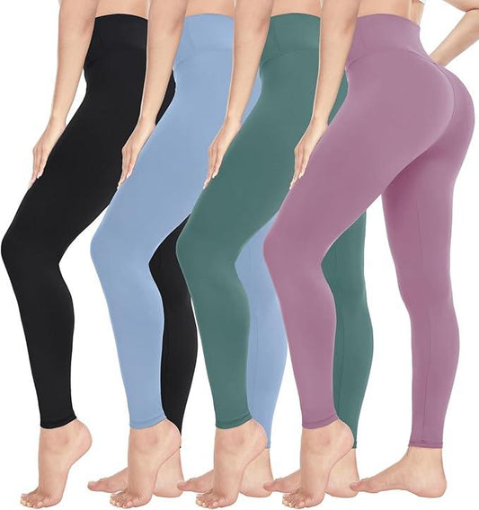 CTHH 4 Pack Leggings for Women-High Waisted Non See-Through Yoga Pants Tummy Control Workout Gym Tights - Which Mark