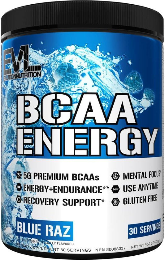 Ultimate BCAA Powder Workout Drink - Evlution Nutrition BCAA Pre Workout Powder for Long Lasting Energy and Mental Focus plus Post Workout Recovery & Muscle Protein Synthesis Support - Blue Raz - Which Mark