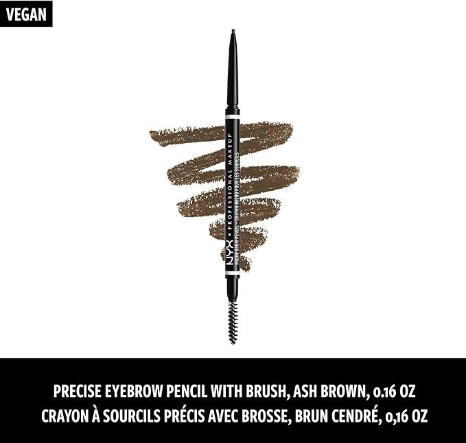 NYX Professional Makeup Micro Brow Pencil, Dual- Ended Eyebrow Pencil, With Integrated Spoolie, For Natural Looking Brows, Vegan Formula, Ash Brown, 0.003 oz - .09g - Which Mark