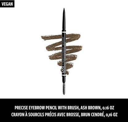 NYX Professional Makeup Micro Brow Pencil, Dual- Ended Eyebrow Pencil, With Integrated Spoolie, For Natural Looking Brows, Vegan Formula, Ash Brown, 0.003 oz - .09g - Which Mark