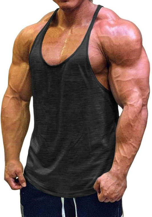 Muscle Cmdr Men's Bodybuilding Stringer Tank Tops Y-Back Gym Fitness T-Shirts 1 or 3 Pack - Which Mark