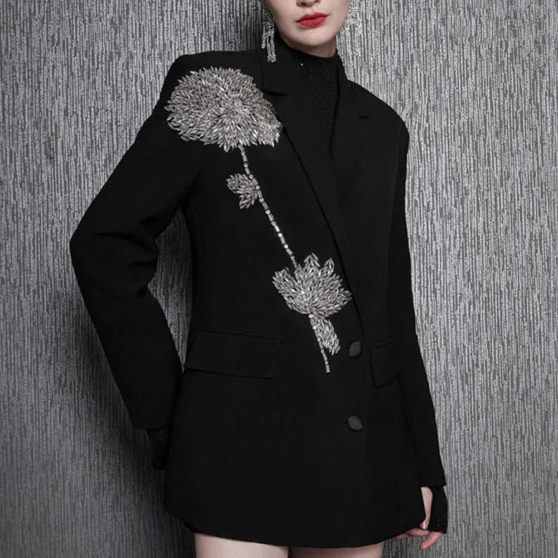 Women's Hand-stitched Floral Suit Jacket - Which Mark