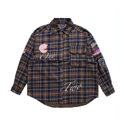 Fashion Brand Plaid Long Sleeve DressShirt Coat Jacket Men & Women - Which Mark
