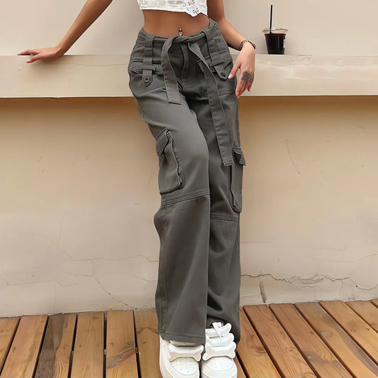 Vintage Multi Pocket Belt Casual Workwear Jeans Women - Which Mark