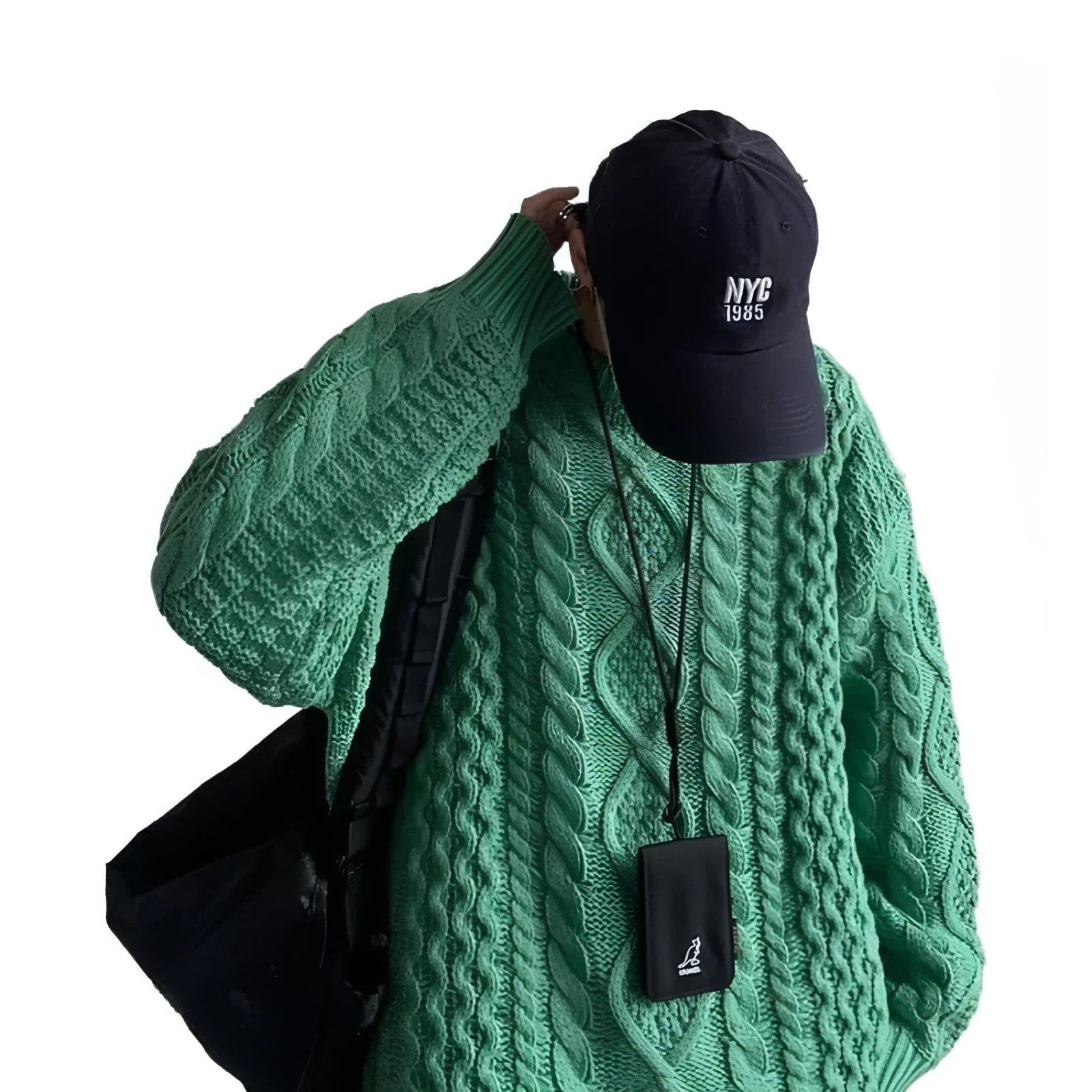 Japanese Stitching Contrast Color Cable-knit Sweater Men - Which Mark