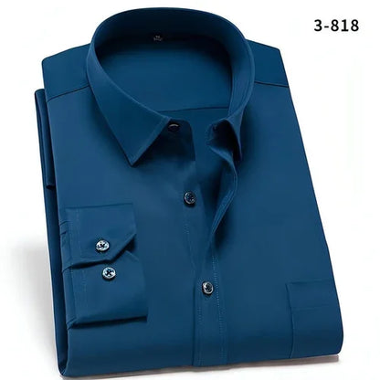 Solid Color DressShirt Men's Non-ironing Stretch Breathable Business - Which Mark