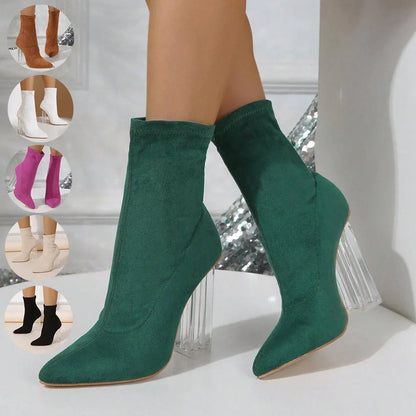 A1. Crystal High-heeled Shoes Women Boots - Which Mark