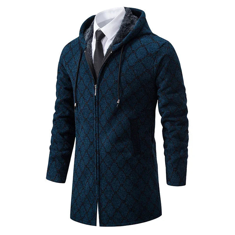 Men's Mid-length Sweater Fashion Casual Hooded Coat - Which Mark