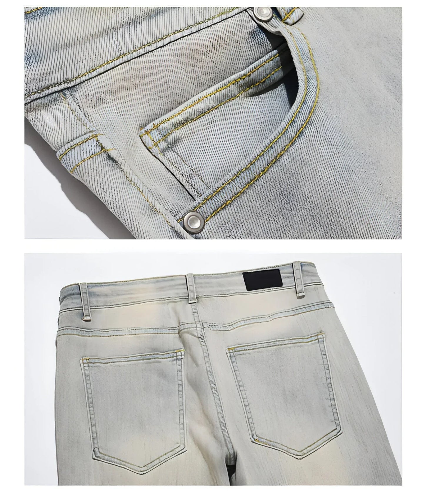 High Street Yellow Mud Washed And Distressed Men's Casual Pants - Which Mark