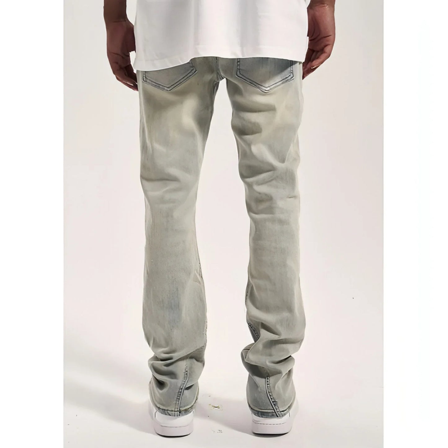 High Street Yellow Mud Washed And Distressed Men's Casual Pants - Which Mark