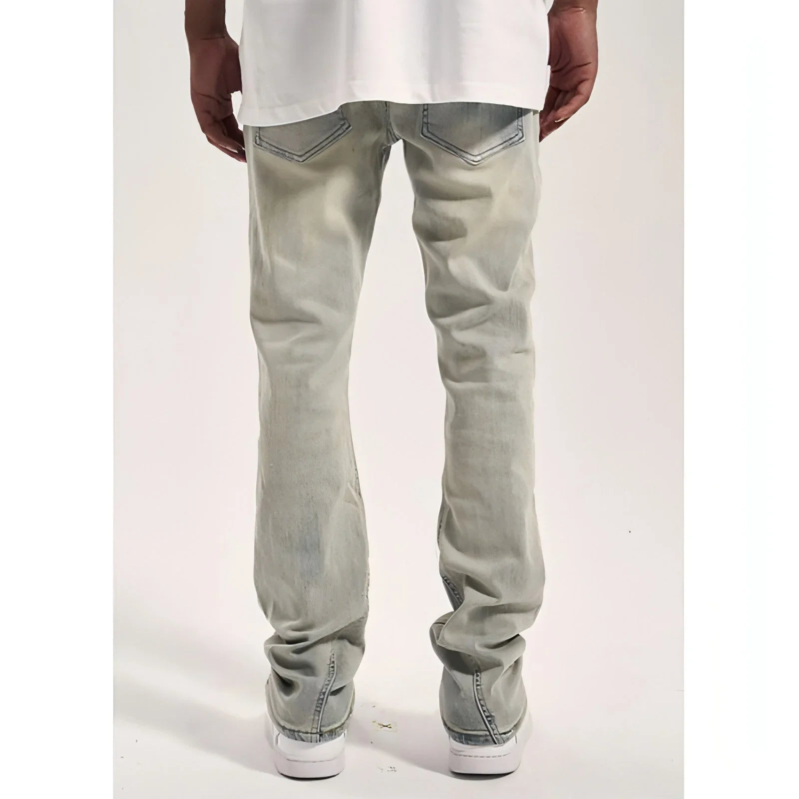 High Street Yellow Mud Washed And Distressed Men's Casual Pants - Which Mark