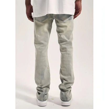 High Street Yellow Mud Washed And Distressed Men's Casual Pants - Which Mark