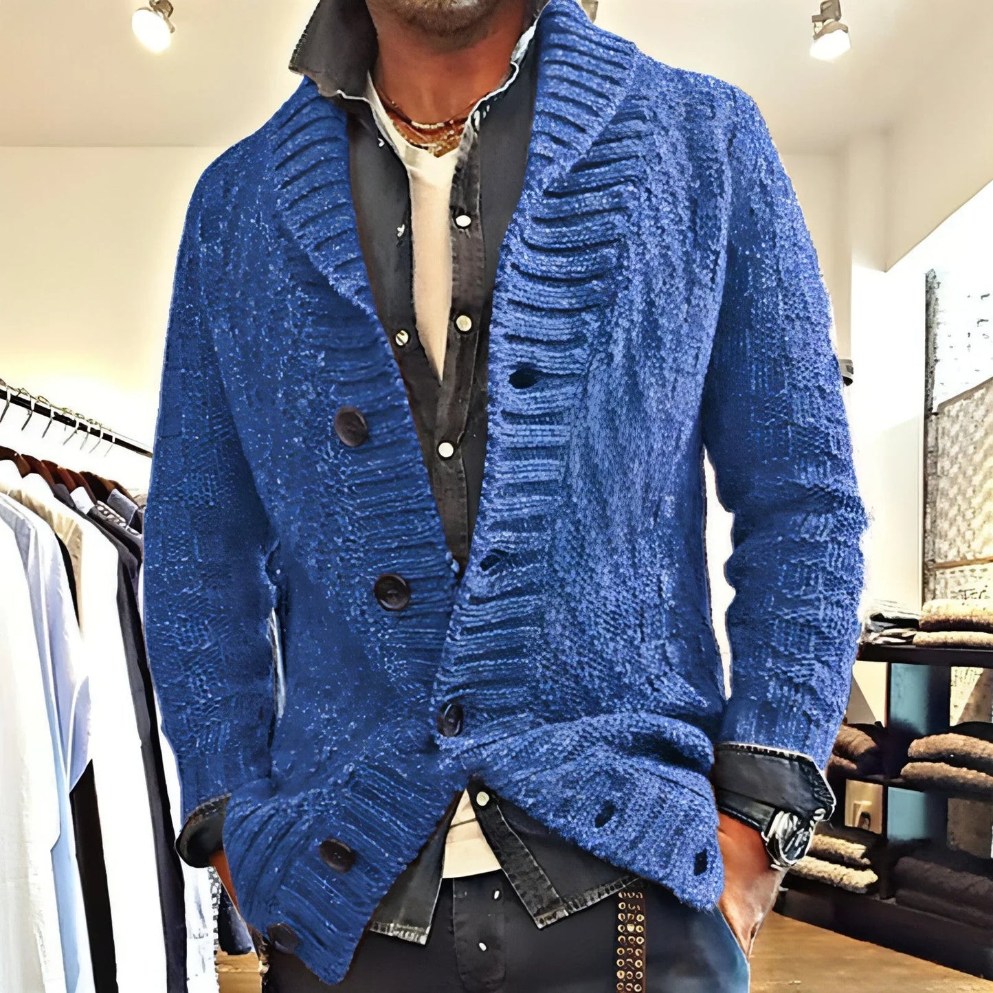 Polyester Men's Long-sleeved Thick Needle Sweater Sweater - Which Mark
