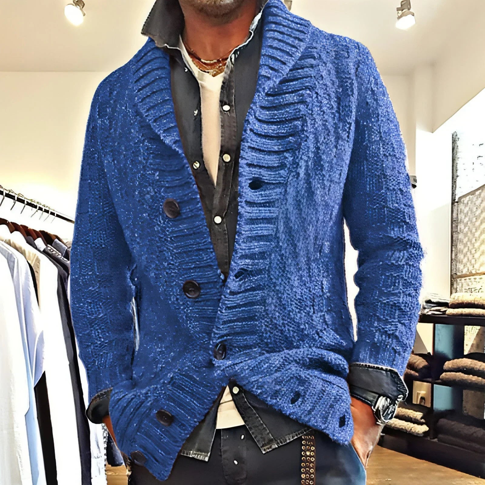 Polyester Men's Long-sleeved Thick Needle Sweater Sweater - Which Mark