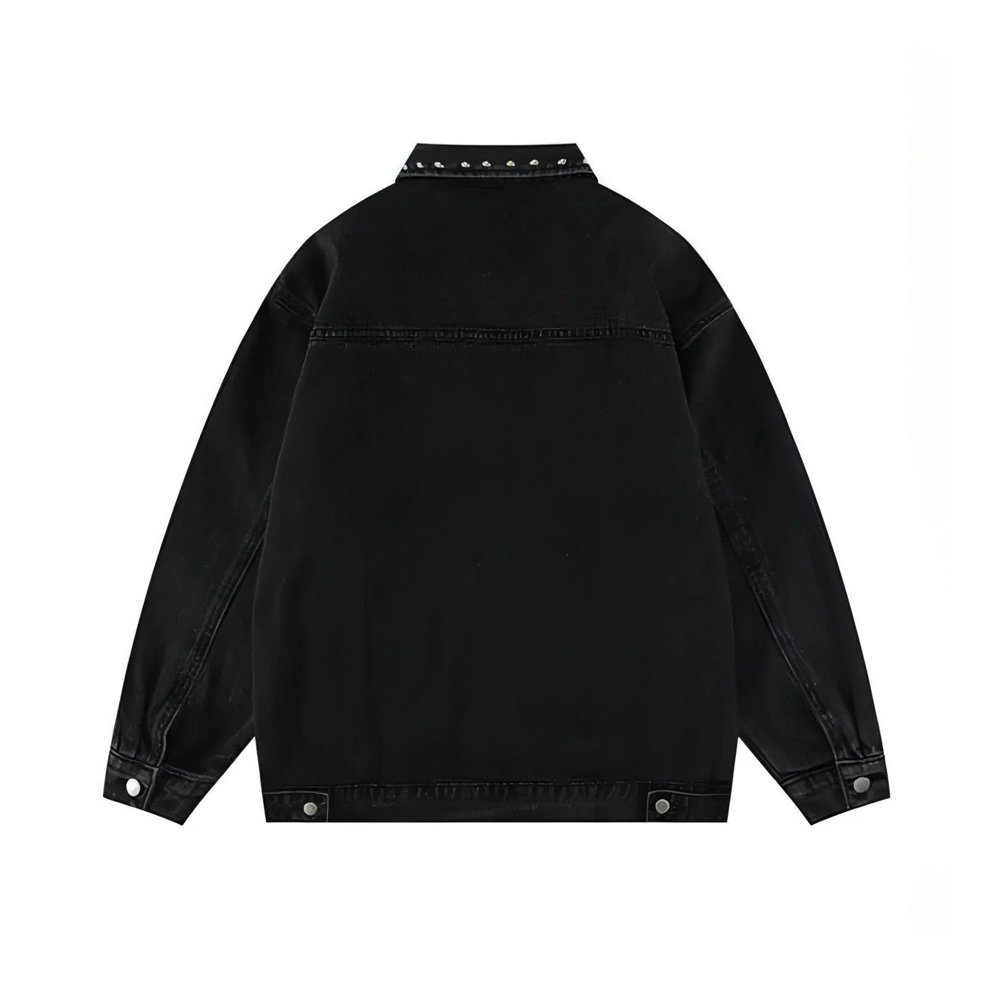 Heavy Beaded Black Denim Jacket For Men And Women - Which Mark