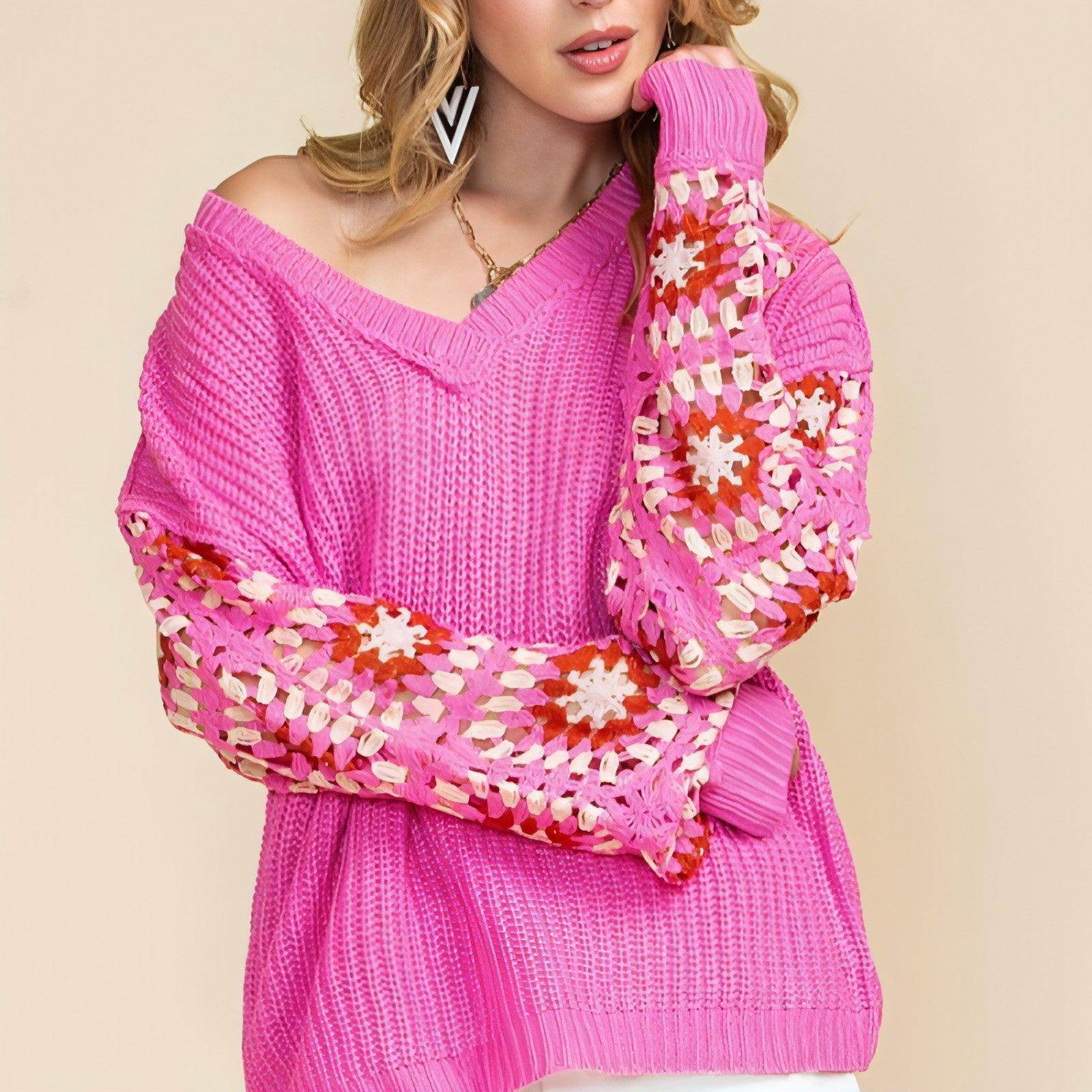 Women's Casual All-match Crocheted Knitted Top - FLORAL SWEATER - Which Mark