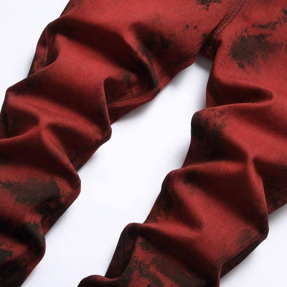 UrbanEase™ Stretch Tie Dyed Red Brick Men 's Jeans - Which Mark