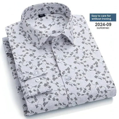 Spring And Autumn Fashion Floral Youth Men's Long-sleeved DressShirt - Which Mark