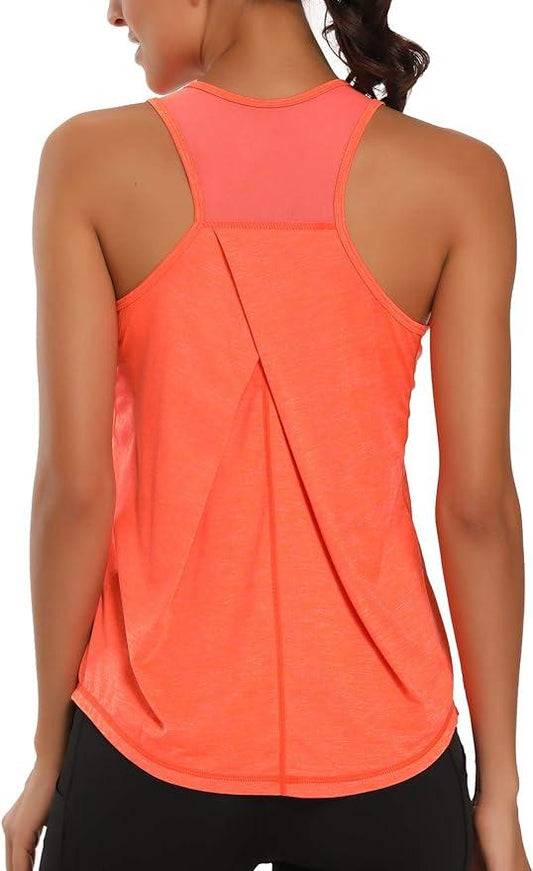 Aeuui Womens Workout Tops for Women Racerback Tank Tops Mesh Yoga Shirts Athletic Running Tank Tops Sleeveless Gym Clothes - Which Mark