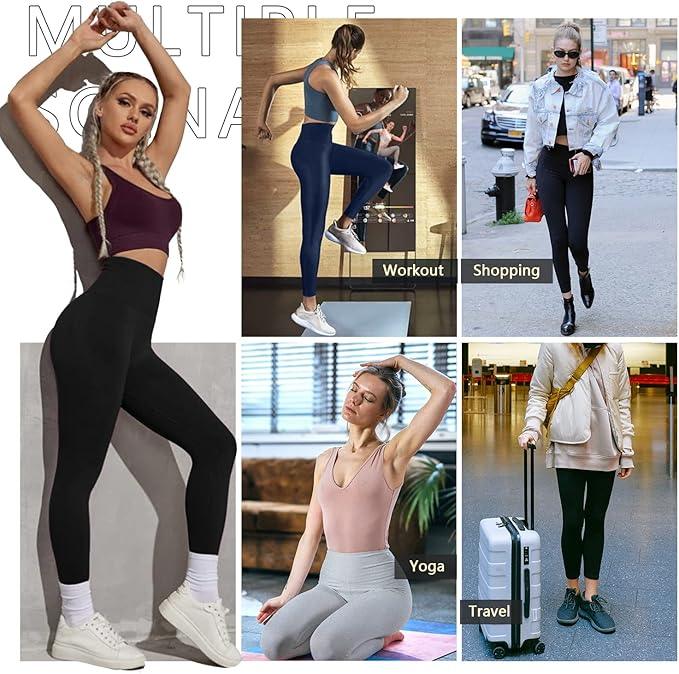 we fleece High Waisted Leggings for Women-Womens Black Workout Leggings Running Tummy Control Compression Pants - Which Mark