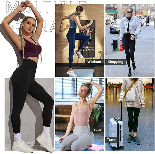 we fleece High Waisted Leggings for Women-Womens Black Workout Leggings Running Tummy Control Compression Pants - Which Mark