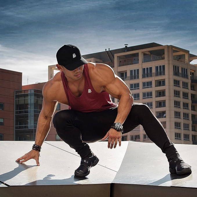 BROKIG Mens Jogger Sport Pants, Casual Gym Workout Sweatpants with Double Pockets - Which Mark