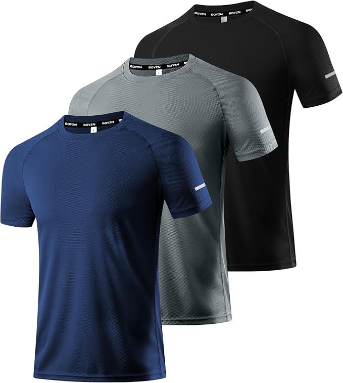 Boyzn 1, 3 or 5 Pack Men's Workout Running Shirts, Dry Fit Moisture Wicking T-Shirts, Sports Gym Athletic Short Sleeve Shirts - Which Mark