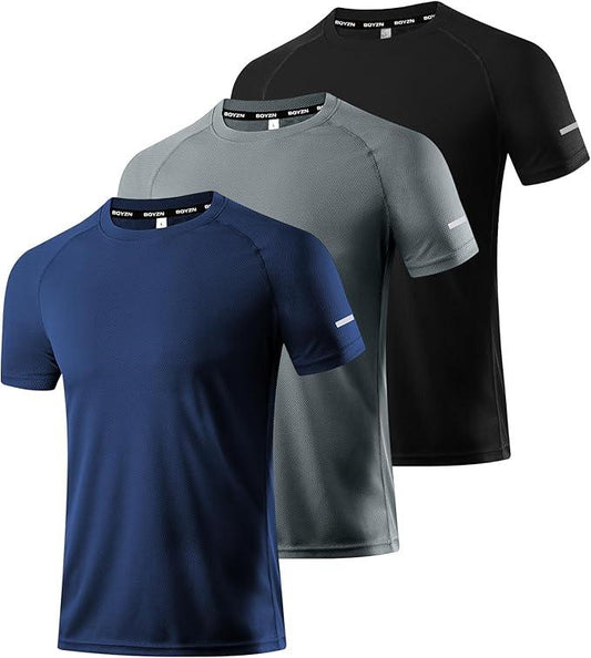 Boyzn 1, 3 or 5 Pack Men's Workout Running Shirts, Dry Fit Moisture Wicking T-Shirts, Sports Gym Athletic Short Sleeve Shirts - Which Mark