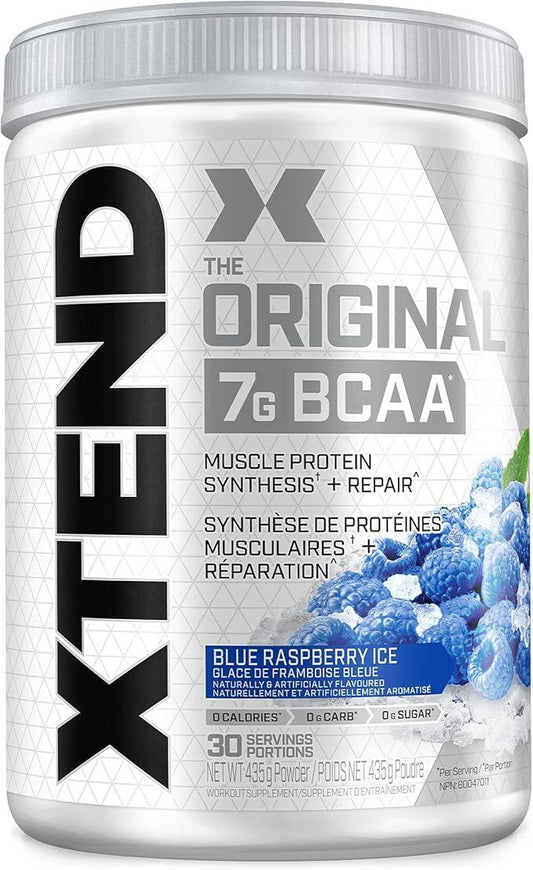 Scivation XTEND Original BCAA Powder | Sugar Free Post Workout Muscle Recovery Drink with Amino Acids | 7g BCAAs for Men & Women | 30 Servings, Blue Raspberry Ice - Which Mark