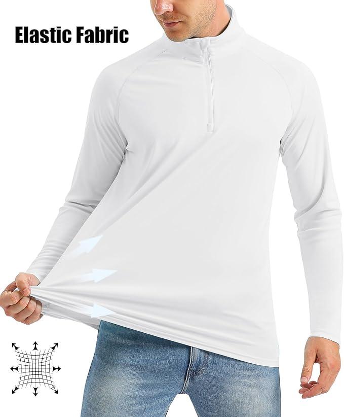 MAGCOMSEN Men's Long Sleeve Sun Shirts UPF 50+ Tees 1/4 Zip Up Fishing Running Rash Guard T-Shirts Outdoor Shirt - Which Mark