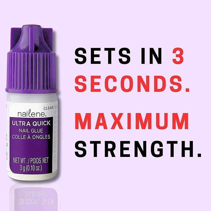 Nailene Ultra Quick Nail Glue, 0.10 oz – Durable, Easy to Apply False Nail Glue – Repairs Natural Nails – Quick-Drying Nail Adhesive Lasts Up to 7 Days – Nail Care Essential - Which Mark