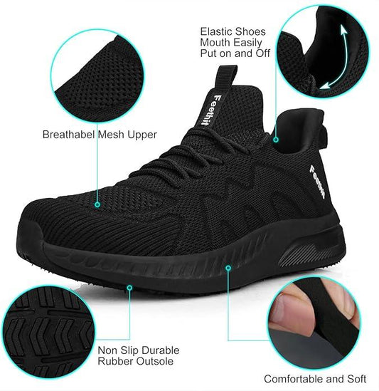 Feethit Mens Walking Sneakers Non Slip Lightweight Breathable Slip on Running Shoes Athletic Gym Tennis Shoes for Men - Which Mark