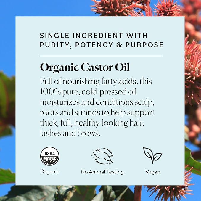 Sky Organics Organic Castor Oil for Hair, Lashes & Brows 100% Pure & Cold-Pressed USDA Certified Organic to Strengthen, Moisturize & Condition, 16 fl. Oz - Which Mark