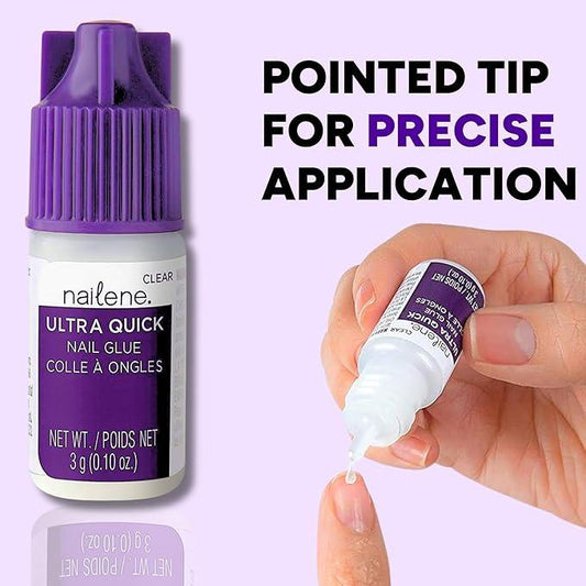 Nailene Ultra Quick Nail Glue, 0.10 oz – Durable, Easy to Apply False Nail Glue – Repairs Natural Nails – Quick-Drying Nail Adhesive Lasts Up to 7 Days – Nail Care Essential - Which Mark